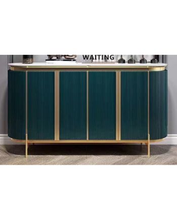 COMODA GEORGIA 150 CM BLAT MARMURA ARTIFICIALA ALBA / FURNIR VERDE