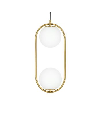 CORP DE ILUMINAT PE FIR GIRO DUO AURIU - GLOB STICLA ALBA