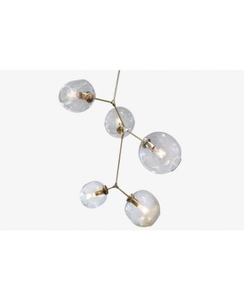 CORP DE ILUMINAT SUSPENDAT ROA LIGHT VERTICAL AURIU - 5 GLOBURI STICLA FUMURIE