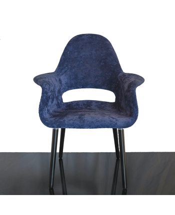 SCAUN DINING EGO TAPITAT ALBASTRU PICIOR LEMN NEGRU