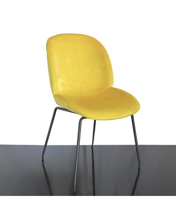 SCAUN TAPITAT BUSCO CLASSICO - CATIFEA GALBENA 40 / PICIOR METALIC NEGRU