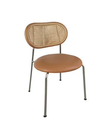 SCAUN LEMN LUKE SEZUT TAPITAT + SPATAR RATAN / PICIOR METALIC