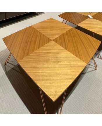 MASA DE CAFEA MIRO 103 CM - BLAT LEMN NUC SI PICIOR METALIC AURIU-ROZE