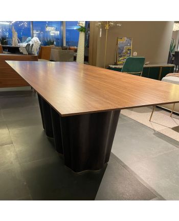 MASA DINING SOFI 220 CM LEMN NUC SI PICIOR METALIC GRI ANTRACIT