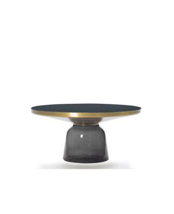 MASA DE CAFEA COIMBRA STICLA FUMURIE + NEGRU / METAL AURIU