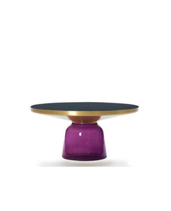 MASA DE CAFEA COIMBRA  STICLA MAGENTA + NEGRU / METAL AURIU