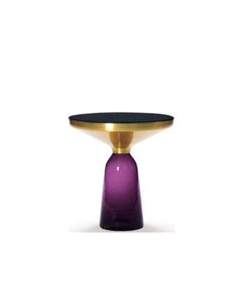 MASA DE CAFEA COIMBRA TALL STICLA MAGENTA + NEGRU / METAL AURIU LUCIOS