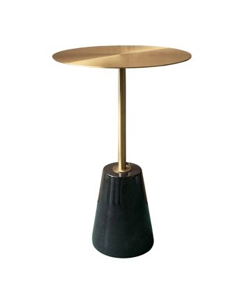 MASA DE CAFEA ALMERIA CU BLAT METALIC SI PICIOR MARMURA NATURALA NEAGRA