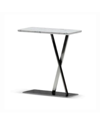 MASA DE CAFEA CARYA C 52 CM - BLAT MARMURA ALBA SI PICIOR METALIC CROMAT