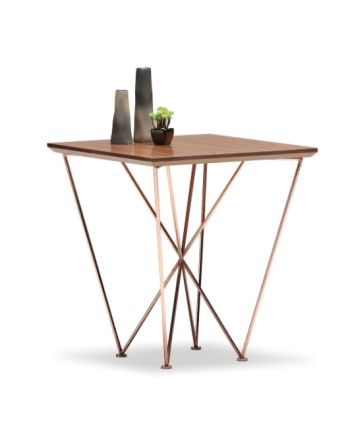 MASA DE CAFEA INKA 55 CM - BLAT LEMN NUC SI PICIOR METALIC AURIU-ROZE