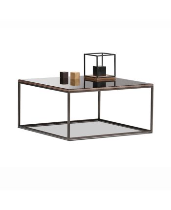 MASA DE CAFEA LOFT 60 CM - BLAT MARMURA NEAGRA SI PICIOR METALIC CROMAT