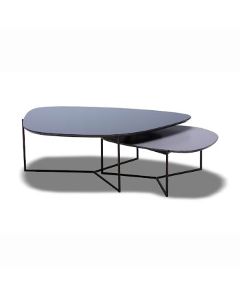 MASA DE CAFEA MEST 125 CM - BLAT STICLA FUMURIE SI PICIOR METALIC ARAMIU