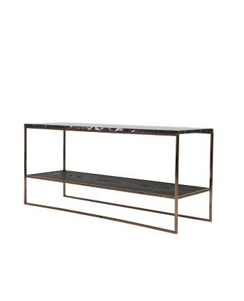 MASA DE CAFEA MANHATTAN - BLAT MARMURA GRI / PICIOR AURIU ROZE 110X35 CM