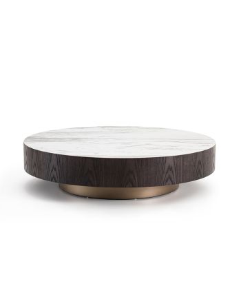 MASA DE CAFEA PALERMO-A DIA 100 CM - BLAT CERAMIC ALB / MDF FURNIR BRUN
