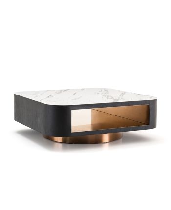 MASA DE CAFEA PALERMO-B 100 CM - BLAT CERAMIC ALB / MDF FURNIR BRUN