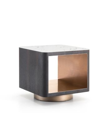 MASA DE CAFEA PALERMO-C 55 CM - BLAT CERAMIC ALB / MDF FURNIR BRUN