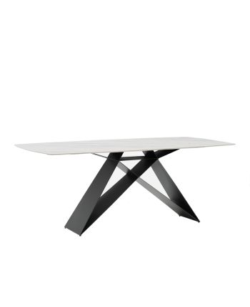 MASA DINING AMSTERDAM 180X90 CM - BLAT CERAMIC ALB SI PICIOR METALIC GRI