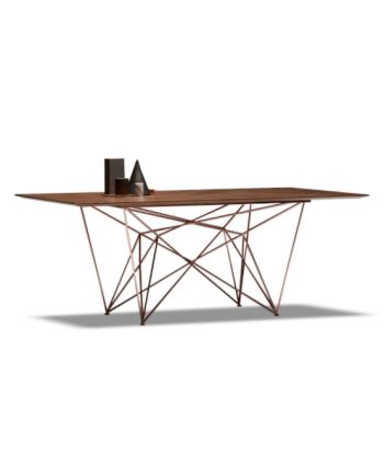 MASA DINING INKA 220 CM LEMN NUC SI PICIOR METALIC AURIU-ROZE