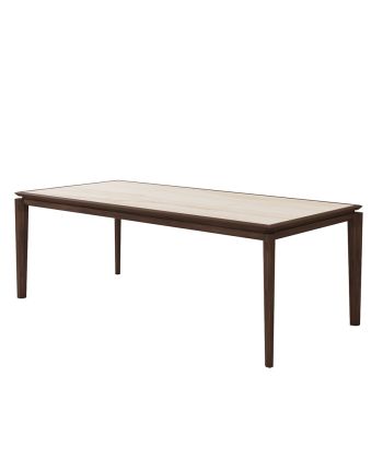 MASA DINING ZENIT 220 CM - BLAT CERAMIC ALB SI PICIOARE FURNIR NUC