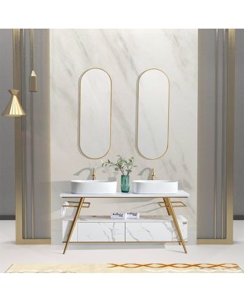 MOBILIER DE BAIE SARA DUBLU - SET CU DOUA LAVOARE SI OGLINDA