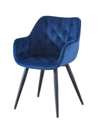 SCAUN DINING OPERA TAPITAT ALBASTRU / PICIOR NEGRU