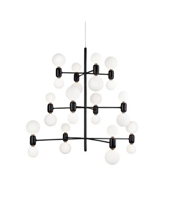 CORP DE ILUMINAT PE FIR POLIS LIGHT B166 NEGRU - GLOB STICLA ALBA