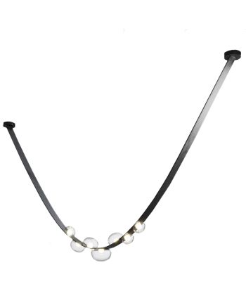 CORP DE ILUMINAT PE FIR RAINDROP NEGRU + STICLA FUMURIE