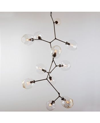 CORP DE ILUMINAT SUSPENDAT ROA LIGHT VERTICAL NEGRU - 11 GLOBURI STICLA TRANSPARENTA