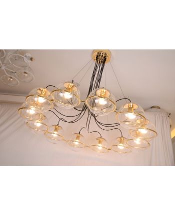 CORP DE ILUMINAT PE FIR REVOLVE 12 AURIU - GLOB STICLA TRANSPARENTA