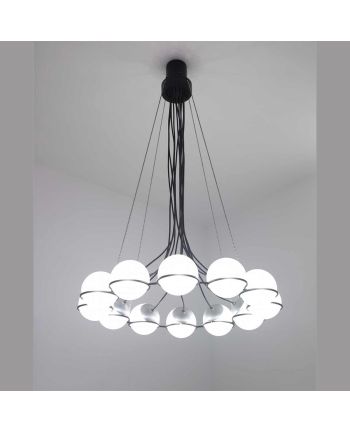 CORP DE ILUMINAT PE FIR REVOLVE 12 NEGRU - GLOB STICLA ALBA