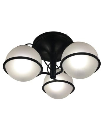 PLAFONIERA REVOLVE NEGRU-GLOB STICLA ALBA