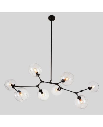 CORP DE ILUMINAT SUSPENDAT ROA LIGHT NEGRU - 8 GLOBURI STICLA TRANSPARENTA