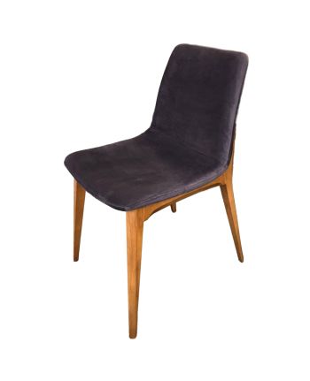 SCAUN DINING ROUND TAPITAT NEGRU / PICIOR NUC