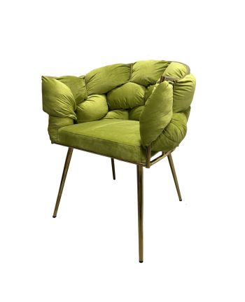 SCAUN DINING BRASO TAPITAT CC-38 VERDE CATIFELAT / PICIOR AURIU