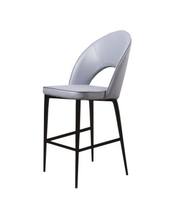 SCAUN BAR ALMO TAPITAT MICRO-PIELE GRI SXH-65 / PICIOR NEGRU H65 CM