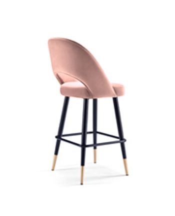 SCAUN BAR MARCO TAPITAT CATIFEA ROZ-SOMON / PICIOR NEGRU + AURIU