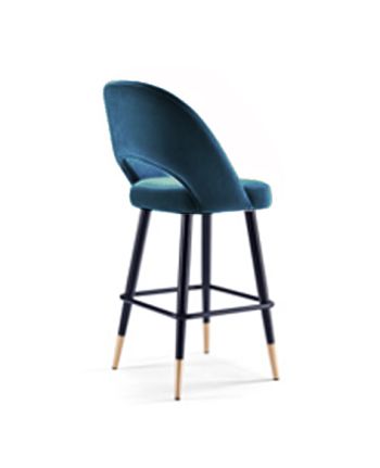 SCAUN BAR MARCO TAPITAT CATIFEA TURCOAZ / PICIOR NEGRU + AURIU