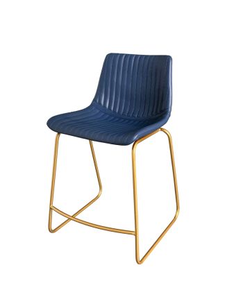 SCAUN BAR VARIS TAPITAT MICRO-PIELE ALBASTRA 270-40 / PICIOR AURIU H65 CM