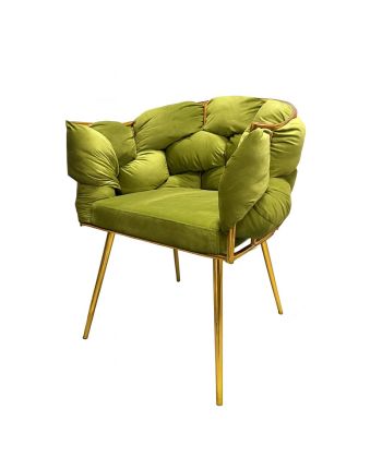 SCAUN DINING BRASO TAPITAT CC-38 VERDE CATIFELAT / PICIOR AURIU