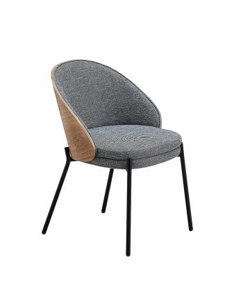 SCAUN DINING FELD TAPITAT GRI + SPATAR LEMN NATUR / PICIOR NEGRU