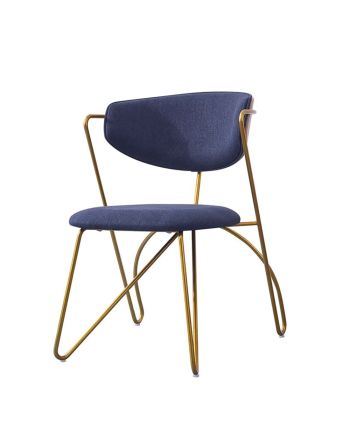 SCAUN DINING LAZARO TAPITAT QL7611-22 ALBASTRU / PICIOR AURIU