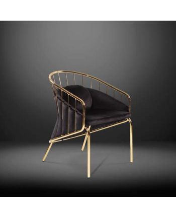 SCAUN DINING LIMA TAPITAT NEGRU / PICIOR AURIU
