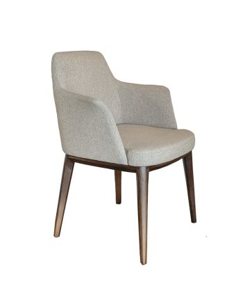 SCAUN DINING ST-7811 TAPITAT BEJ TEXTIL / PICIOR LEMN NUC