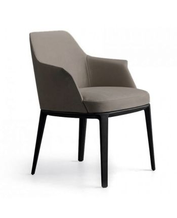 SCAUN DINING ST-7811 TAPITAT GRI-INCHIS CATIFELAT / PICIOR LEMN NEGRU