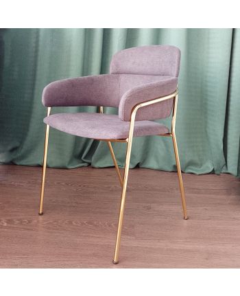 SCAUN DINING TALIA TAPITAT MOV / PICIOR METALIC AURIU
