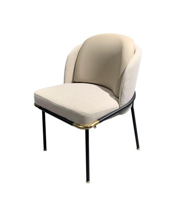 SCAUN DINING TENGO TAPITAT CREM (HFX6021325-1 + 270-04) PICIOR NEGRU + AURIU