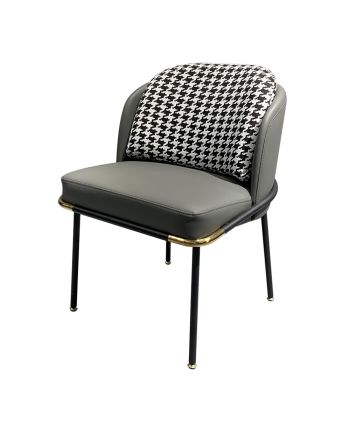 SCAUN DINING TENGO TAPITAT GRI (270-24 + 2020-1) PICIOR NEGRU + AURIU