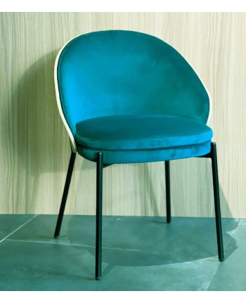 SCAUN DINING FELD TAPITAT TURCOAZ CATIFELAT + SPATAR LEMN NATUR / PICIOR NEGRU(RESIGILAT)