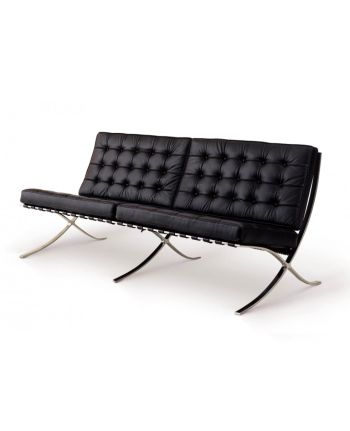 CANAPEA 8001-2S PIELE NEAGRA + METAL CROMAT