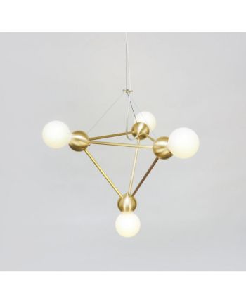 CORP DE ILUMINAT PE FIR SENA 4 AURIU - GLOB STICLA ALBA